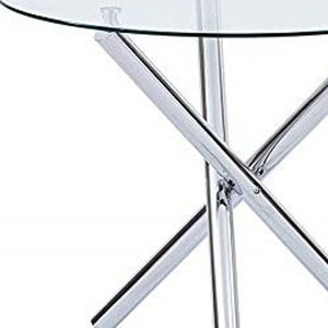 Homeroots 36" Silver And Glass Round Tripod Base Coffee Table   482909