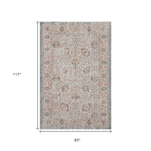 HomeRoots 8' X 10' Beige Indoor Outdoor Area Rug - Stylish, Durable Floral Design for Versatile Spaces & Easy Care 482915