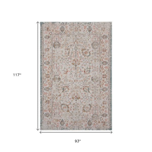 HomeRoots 8' X 10' Beige Indoor Outdoor Area Rug - Stylish, Durable Floral Design for Versatile Spaces & Easy Care 482915