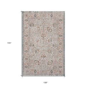 Homeroots 9' X 12' Beige Floral Stain Resistant Indoor Outdoor Area Rug  Polypropylene 482916