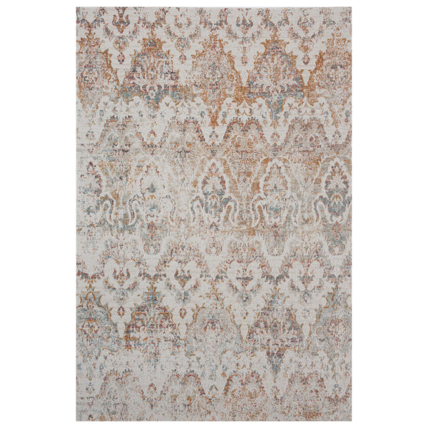 Homeroots 8' X 10' Beige Damask Stain Resistant Indoor Outdoor Area Rug  Polypropylene 482918