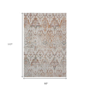 HomeRoots 8' X 10' Beige Area Rug - Stylish Indoor/Outdoor Damask Design for Patios, Kitchens & More! 482918