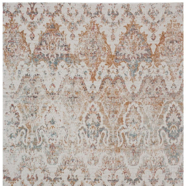 HomeRoots 9' Stylish Beige Indoor Outdoor Area Rug - Durable, Easy-Care, Classic Damask Design for Any Space 482919