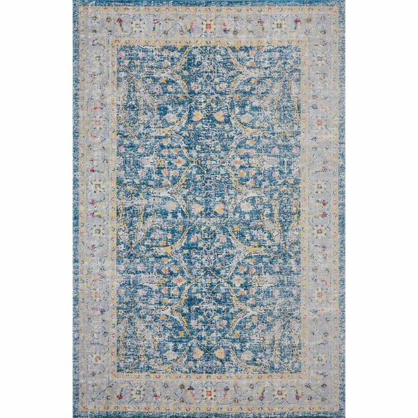 HomeRoots 5' X 8' Blue Floral Indoor-Outdoor Area Rug - Stain-Resistant, Durable, and Stylish for Any Space! 482920