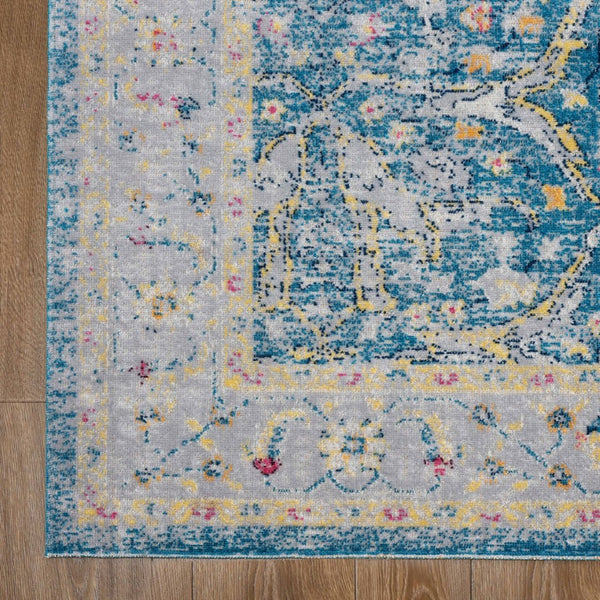 HomeRoots 5' X 8' Blue Floral Indoor-Outdoor Area Rug - Stain-Resistant, Durable, and Stylish for Any Space! 482920