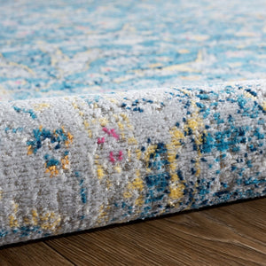 HomeRoots 5' X 8' Blue Floral Indoor-Outdoor Area Rug - Stain-Resistant, Durable, and Stylish for Any Space! 482920