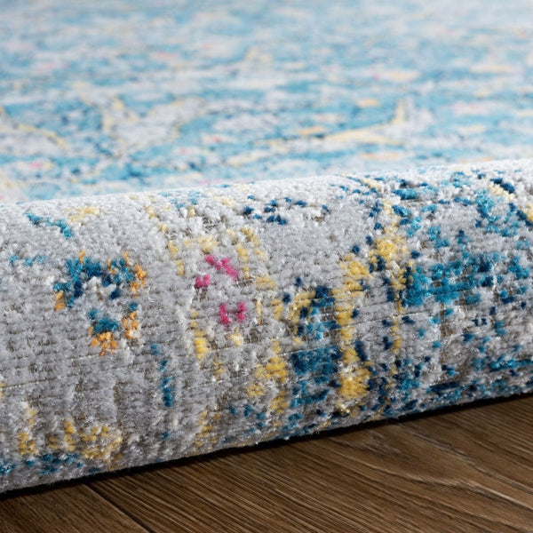 HomeRoots 5' X 8' Blue Floral Indoor-Outdoor Area Rug - Stain-Resistant, Durable, and Stylish for Any Space! 482920