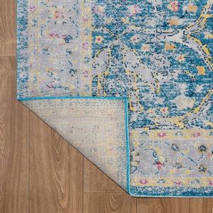 HomeRoots 5' X 8' Blue Floral Indoor-Outdoor Area Rug - Stain-Resistant, Durable, and Stylish for Any Space! 482920