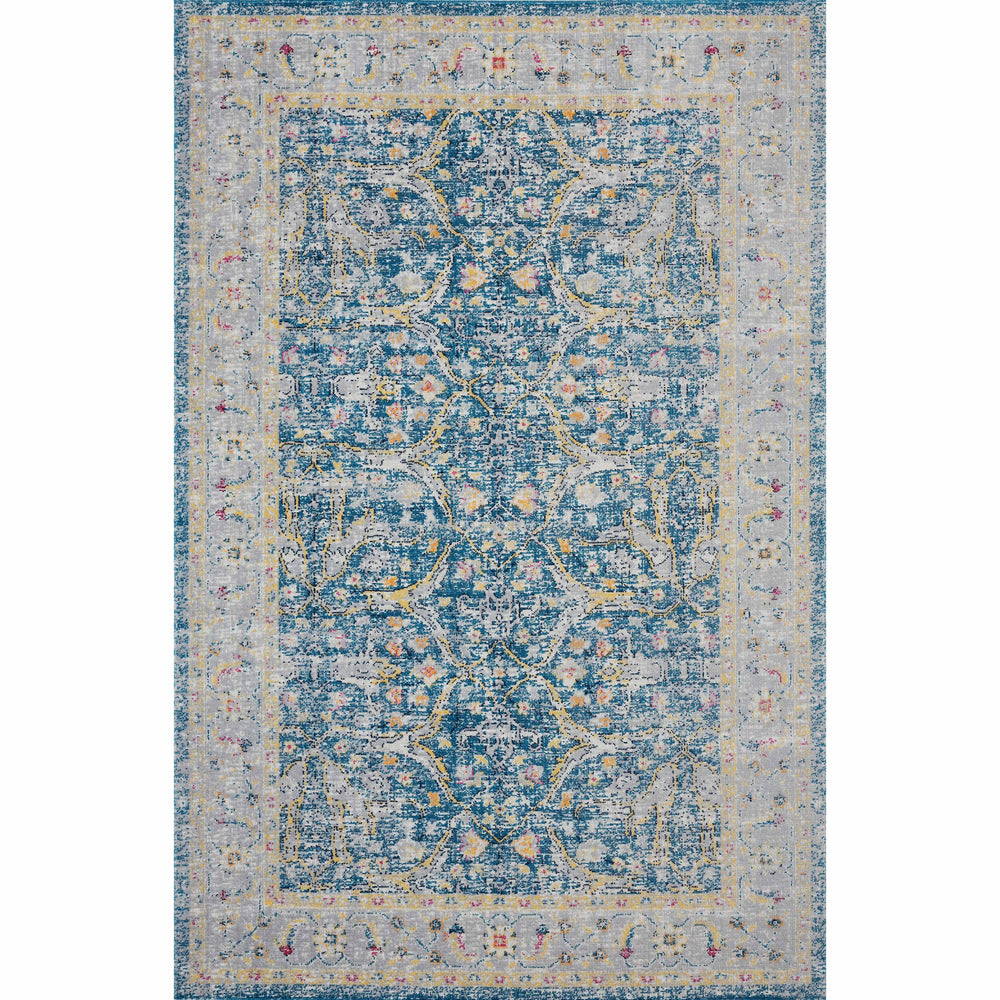 Homeroots 8' X 10' Blue Floral Stain Resistant Indoor Outdoor Area Rug  Polypropylene 482921