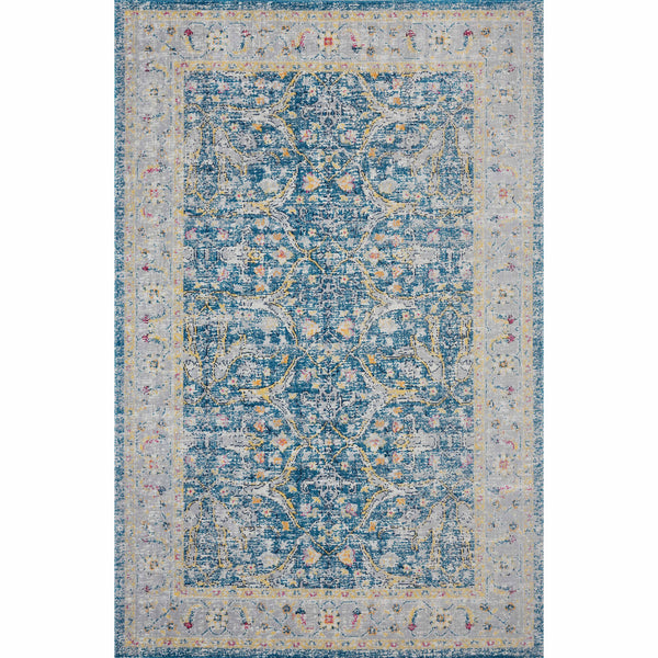 Homeroots 8' X 10' Blue Floral Stain Resistant Indoor Outdoor Area Rug  Polypropylene 482921