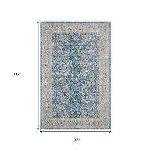 HomeRoots 8' X 10' Blue Floral Indoor Outdoor Area Rug - Durable, Water-Resistant Comfort for Every Space 482921