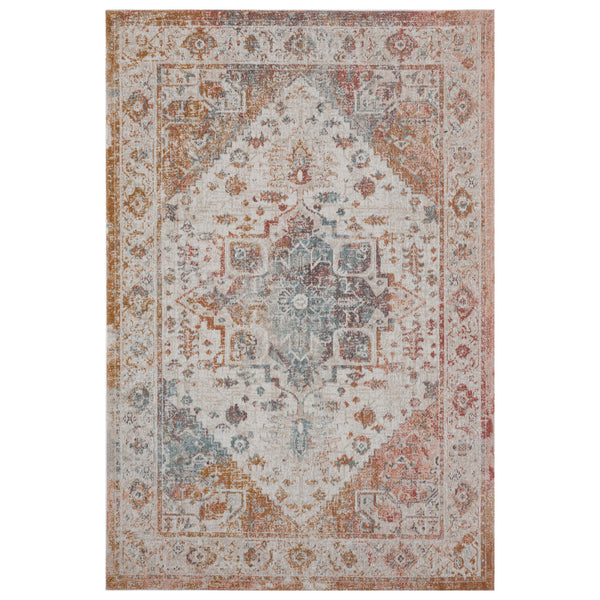 Homeroots 5' X 8' Beige Abstract Stain Resistant Indoor Outdoor Area Rug  Polypropylene 482923