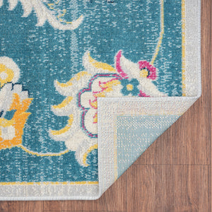 Homeroots 5' X 8' Blue And Ivory Floral Stain Resistant Indoor Outdoor Area Rug  Polypropylene 482929