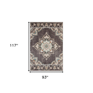 Homeroots 8' X 10' Brown Floral Stain Resistant Indoor Outdoor Area Rug  Polypropylene 482936