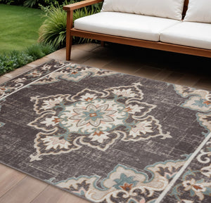 HomeRoots 8' X 10' Brown Indoor-Outdoor Area Rug - Durable, Stylish, and Perfect for High-Traffic Spaces! 482936