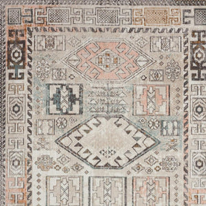 HomeRoots 5' X 8' Cream Area Rug - Stylish Indoor-Outdoor Geometric Design for Versatile Home Décor & Durability 482941