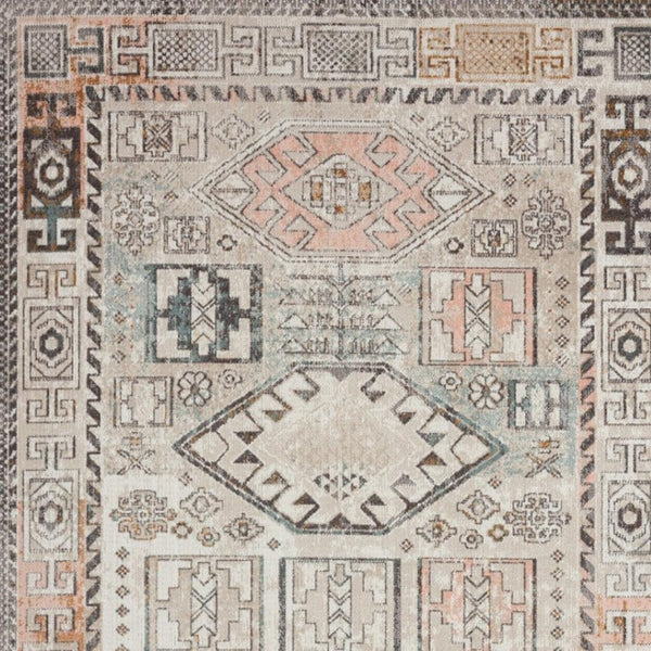 HomeRoots 5' X 8' Cream Area Rug - Stylish Indoor-Outdoor Geometric Design for Versatile Home Décor & Durability 482941
