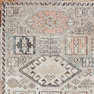 HomeRoots 5' X 8' Cream Area Rug - Stylish Indoor-Outdoor Geometric Design for Versatile Home Décor & Durability 482941