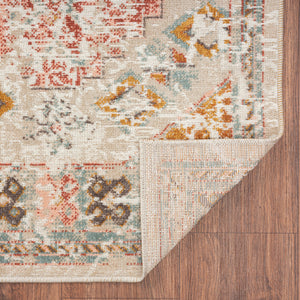 Homeroots 5' X 8' Cream Geometric Stain Resistant Indoor Outdoor Area Rug  Polypropylene 482943