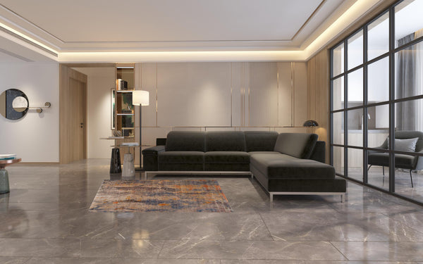 Homeroots 4' X 6' Gray Beige Blue And Yellow Abstract Power Loom Distressed Stain Resistant Area Rug  Polyester 482945