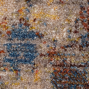 Homeroots 4' X 6' Gray Beige Blue And Yellow Abstract Power Loom Distressed Stain Resistant Area Rug  Polyester 482945
