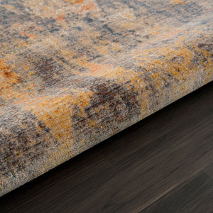 HomeRoots 4' Abstract Distressed Area Rug in Gray Beige Blue Yellow – Stylish, Stain-Resistant Design for Home 4' X 6' 482945