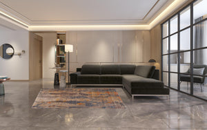 Homeroots 5' X 8' Gray Beige Blue And Yellow Abstract Power Loom Distressed Stain Resistant Area Rug  Polyester 482946