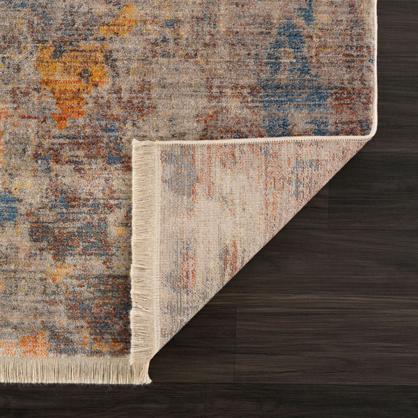 Homeroots 5' X 8' Gray Beige Blue And Yellow Abstract Power Loom Distressed Stain Resistant Area Rug  Polyester 482946