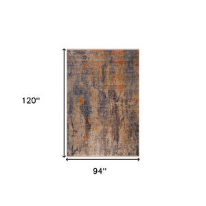 HomeRoots 4' Abstract Distressed Area Rug in Gray Beige Blue Yellow – Stylish, Stain-Resistant Design for Home 8' X 10' 482947