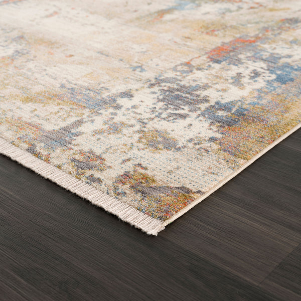 Homeroots 4' X 6' Gray And Ivory Abstract Power Loom Distressed Stain Resistant Area Rug  Polyester 482949