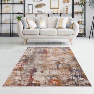 Homeroots 4' X 6' Gray And Ivory Abstract Power Loom Distressed Stain Resistant Area Rug  Polyester 482949