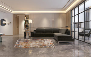 Homeroots 5' X 8' Gray And Ivory Abstract Power Loom Distressed Stain Resistant Area Rug  Polyester 482950