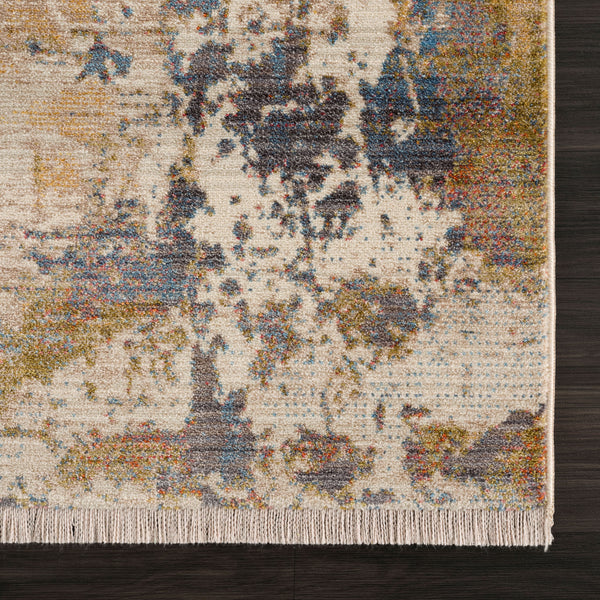 Homeroots 8' X 10' Gray And Ivory Abstract Power Loom Distressed Stain Resistant Area Rug  Polyester 482951