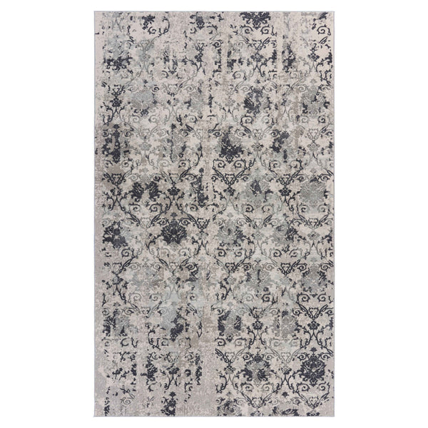 Homeroots 10' X 13' Cream And Gray Damask Stain Resistant Area Rug  Polyester 482962