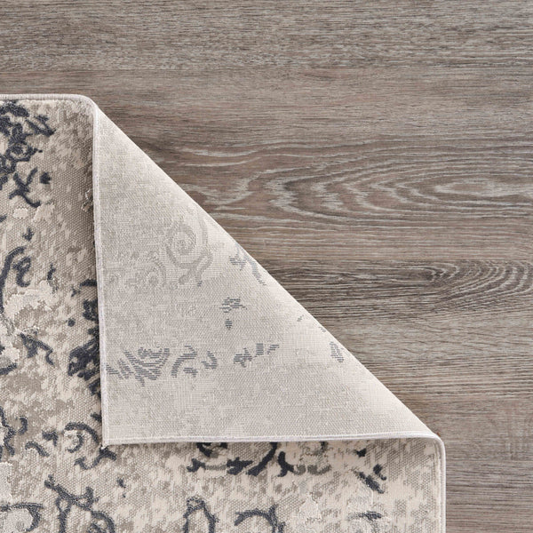 Homeroots 10' X 13' Cream And Gray Damask Stain Resistant Area Rug  Polyester 482962