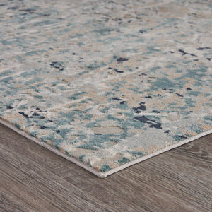 Homeroots 5' X 8' Gray Blue Taupe And Cream Abstract Distressed Stain Resistant Area Rug  Polyester 482965