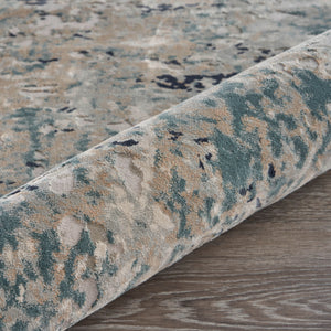 Homeroots 5' X 8' Gray Blue Taupe And Cream Abstract Distressed Stain Resistant Area Rug  Polyester 482965