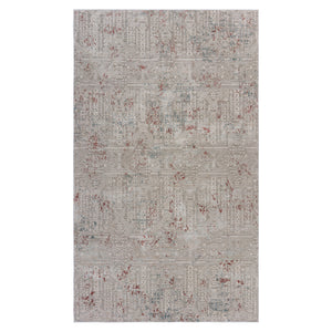 Homeroots 10' X 13' Gray Ivory Slate Blue And Wine Red Geometric Stain Resistant Area Rug  Polyester 482977