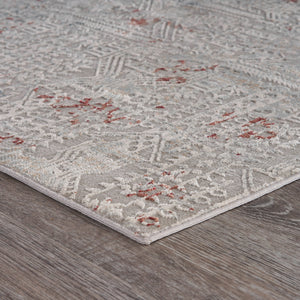 Homeroots 10' X 13' Gray Ivory Slate Blue And Wine Red Geometric Stain Resistant Area Rug  Polyester 482977