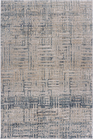 Homeroots 10' X 13' Cream Blue And Ivory Geometric Distressed Stain Resistant Area Rug  Polyester 482982