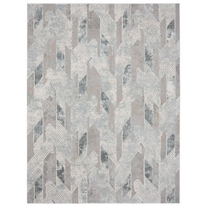 HomeRoots 9 X 12 Geometric Distressed Area Rug Stain Resistant Low Pile Living Room 482986