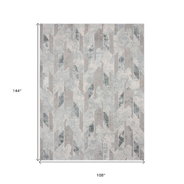 9 X 12 Geometric Distressed Area Rug Stain Resistant Low Pile Living Room