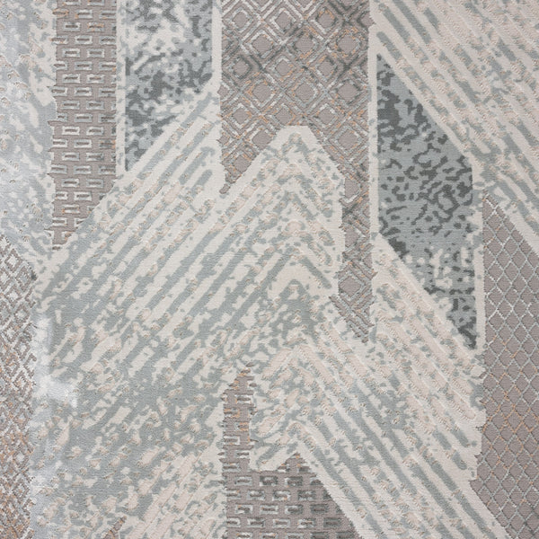 Homeroots 9' X 12' Gray Blue And Cream Geometric Distressed Stain Resistant Area Rug  Polyester 482986
