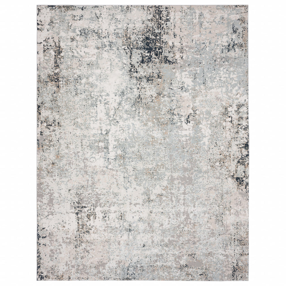 Homeroots 5' X 7' Gray Cream And Taupe Abstract Distressed Stain Resistant Area Rug  Polyester 482988