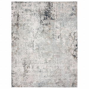 Homeroots 5' X 7' Gray Cream And Taupe Abstract Distressed Stain Resistant Area Rug  Polyester 482988