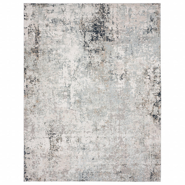 Homeroots 5' X 7' Gray Cream And Taupe Abstract Distressed Stain Resistant Area Rug  Polyester 482988