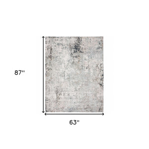 Homeroots 5' X 7' Gray Cream And Taupe Abstract Distressed Stain Resistant Area Rug  Polyester 482988