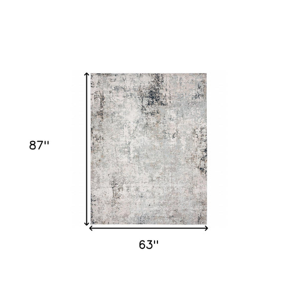 Homeroots 5' X 7' Gray Cream And Taupe Abstract Distressed Stain Resistant Area Rug  Polyester 482988