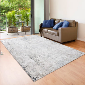HomeRoots 9' Abstract Stain Resistant Area Rug - Gray, Cream & Taupe Textured Design for Modern Homes 9' X 12' 482990