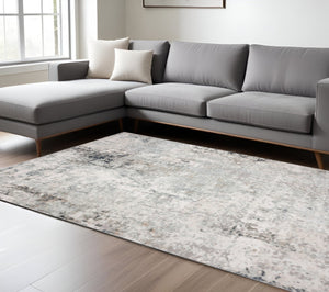 HomeRoots 9' Abstract Stain Resistant Area Rug - Gray, Cream & Taupe Textured Design for Modern Homes 9' X 12' 482990
